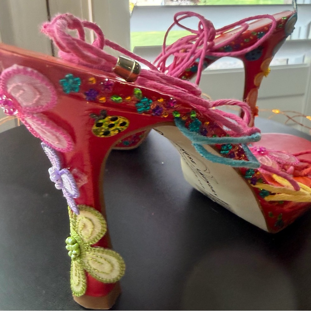 OOAK Bright Lights Strappy Rainbow Gladiator Statement Platform Heels, sz 8.5 - Picture 8 of 17